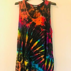Tie dye comfy a-line dress w/pockets